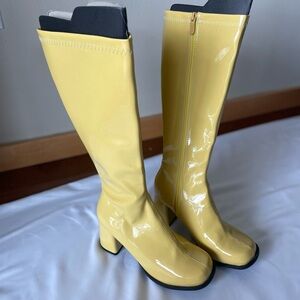 Yellow Go-Go Disco Knee High Boots with Heels